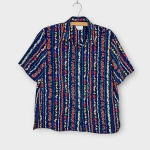 Vintage BonWorth Fruit Rainbow Butterfly Stripes Floral‎ Blouse Colorful Medium